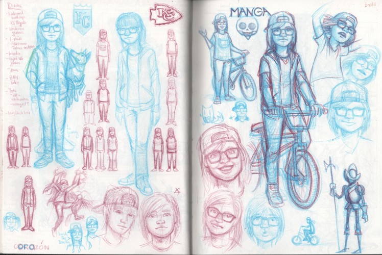 El Mago de OZ - thumbnails 1, Jeff Crosby, color pencil on sketchbook
