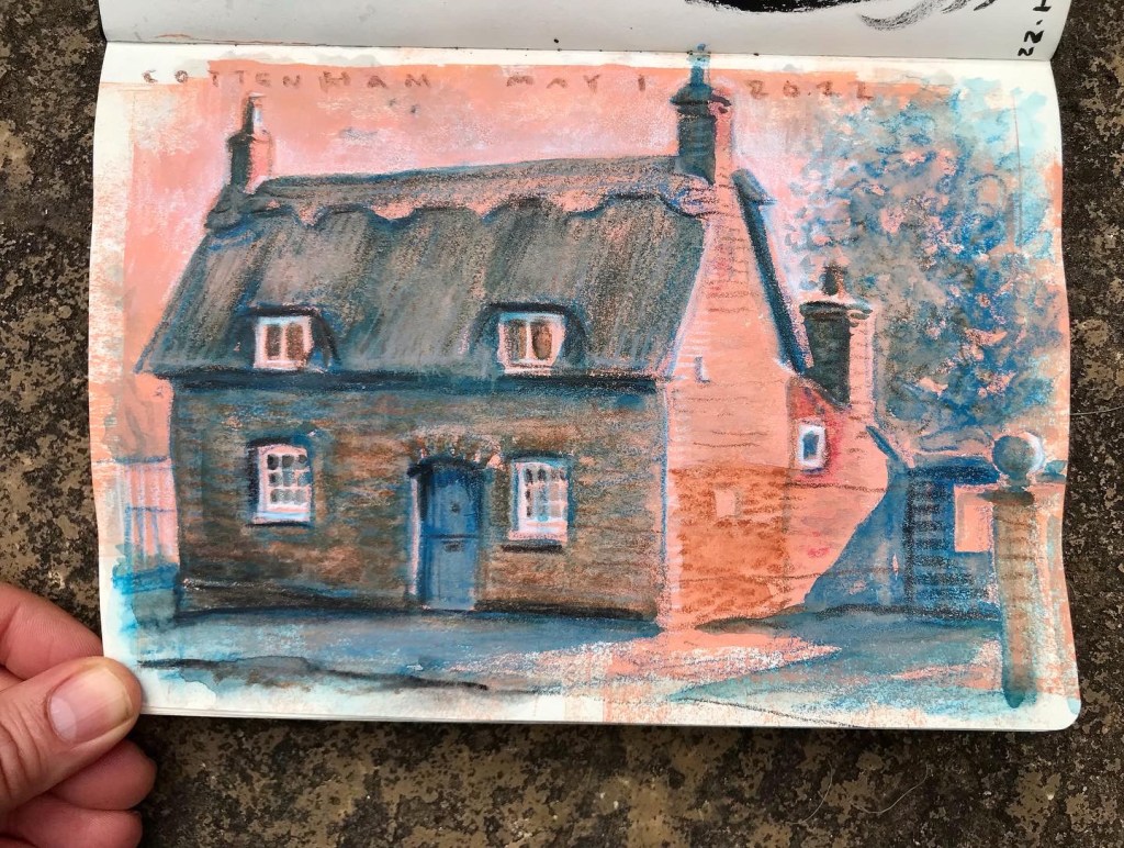 Cottenham, UK, water soluble crayons on acrylic ground