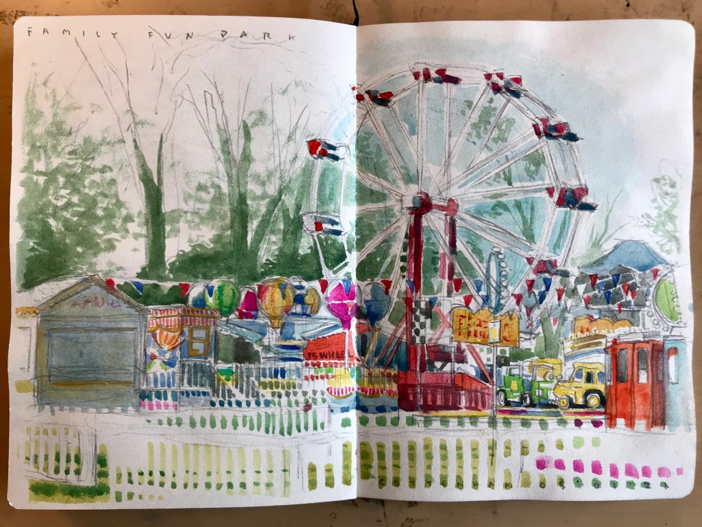 Cottenham, UK, watercolor and pencil