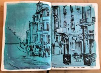 Inverness, Scotland, ink and white china marker on acrylic ground