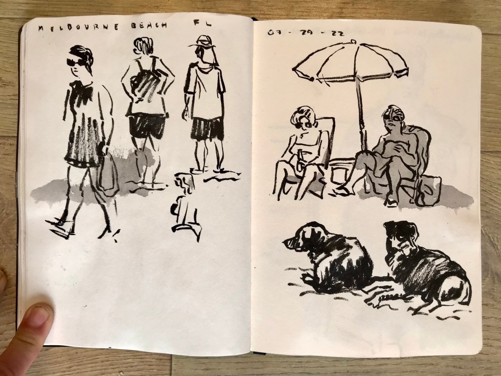 Melbourne Beach, FL, brush pen and ink wash