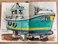 Seahouses, UK, ink and gouache